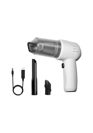 Suofeng El Tipi Kablosuz Süpürge 100w 9kpa Güçlü Emme, Ev Arabalı Mini Temizleyici, Beyaz - 2 Fırça Uçlu, Usb-c Şarjlı