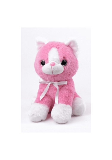 Peluş Oyuncak Oturan Kedi Çift Renkli 30 Cm Pembe - Beyaz