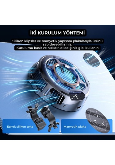 Polham 4800rpm 30w Yüksek Güçlü Telefon Ve Tablet Soğutucu Fan Sessiz, Manyetik Ve Klipsli Soğutucu
