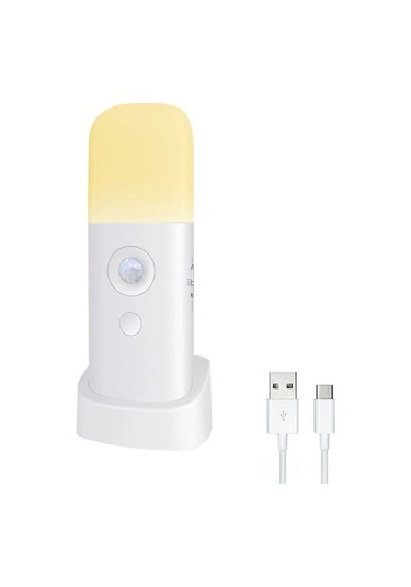 Neevoyu Ev İçi Led Hareket Sensörlü Gece Lambası - 6m Algılama, 5 Seviye Parlaklık, 360 Isı Işığı, 2000mah Pil Beyaz