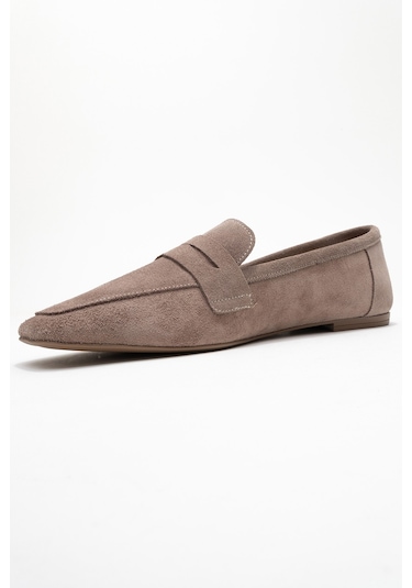 Luvishoes Luvi Shoes Morne Vizon Süet Hakiki Deri Kadın Loafer Ayakkabı Vizon