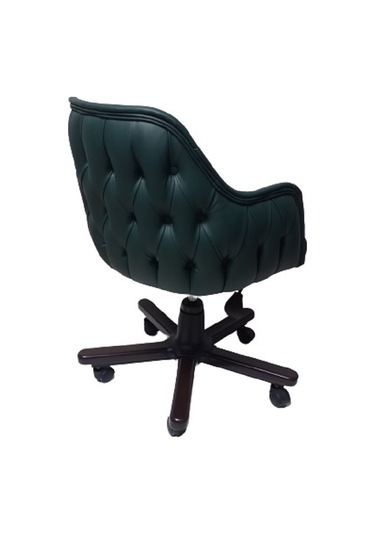 Ofis Koltuğu Çalışma Sandalyesi Ahşap Ayaklı Yeşil Renkli Suni De