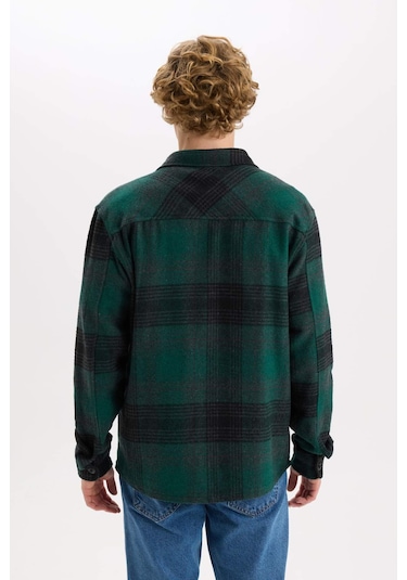 DeFacto Relax Fit Kareli Oduncu Uzun Kollu Gömlek Ceket D1411AX24WNGN465 Yeşil DeFacto Relax Fit Kareli Oduncu Uzun Kollu Gömlek Ceket D1411AX24WNGN465 Yeşil