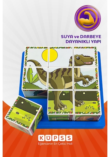 6 Farklı Dinozorlar Seri2 Eğitici 3d Küp Puzzle 3 4 5 6 Yaş