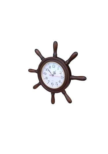 Eskitme Ahşap Gemici Dümen Duvar Salon Ofis Saati Çap 38 Cm Eskitme
