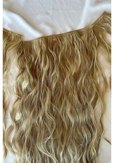 Caş Dekorasyon Isıya Dayanıklı Yıkanabilir Yarımay Çıtçıt Saç 16 Sarı-dalgalı-60cm-110 Gr+2 Adet Yan Çıtçıt Saç Sarı