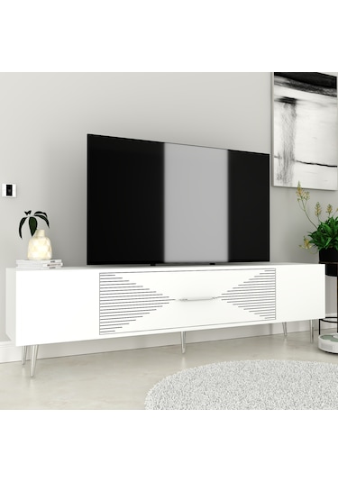 Dekol1ct Tv Sehpası Beyaz-gümüş