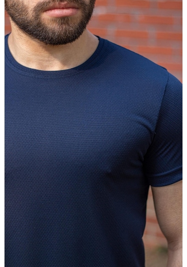 Lacivert Basic Rahat İnce Petek Kumaş Spor Erkek Tshirt 22ETSHPORT Lacivert
