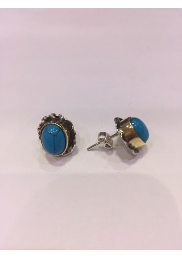 Nsa Gümüş Turkuaz Taşı Gümüş Küpe Doğal Taş 925 Ayar