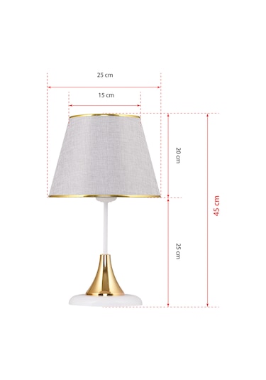 DEDE LİZBON ABAJUR BEYAZ GOLD MASA LAMBASI Beyaz - Gri