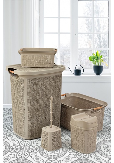 Practical 5 Parça Banyo Seti Kahverengi Kahve