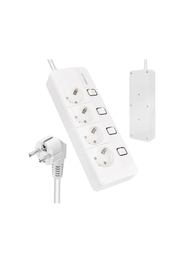 4'lü Akım Korumalı Priz, 4000 Watt, 16 Amper, Anahtarlı 0