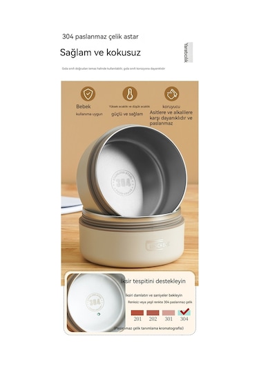 Airron Eternal Luck Paslanmaz Çelik 4 Katlı Yalıtımlı Gıda Saklama Kutusu Beyaz