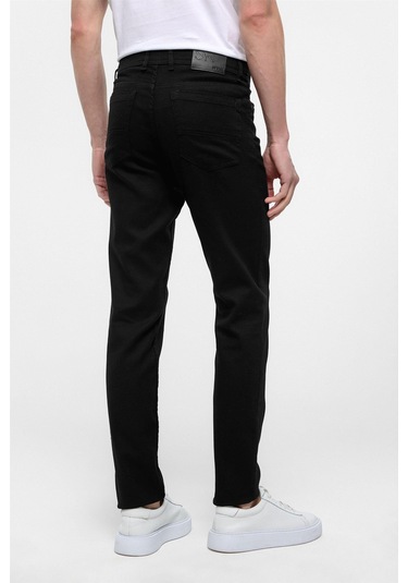 Süvari Siyah Slim Fit 5 Cep Kalıp Armürlü Kanvas Pantolon-35416 Siyah