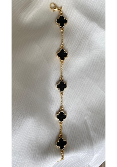 İlknur Doğal Taş Evi Siyah Yoncalı Bileklik