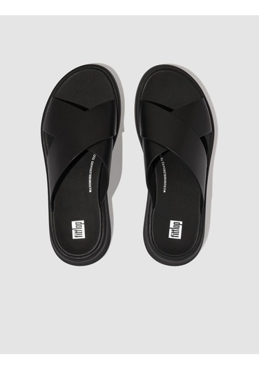Fitflop F-mode Fw5 Hakiki Deri Siyah Kadın Çapraz Bantlı Terlik Siyah