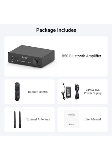 Arylic B50 Bluetooth Stereo Amfi Ses Vericili