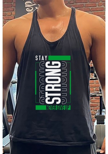Grstay Gym Fitness Tank Top Sporcu Atleti Siyah