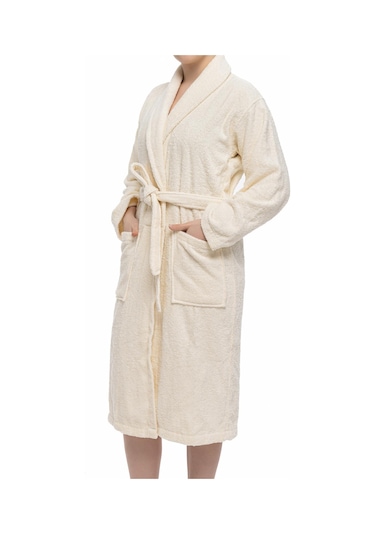 Soley Minerva Extra Yumuşak %100 Pamuk Kadın / Erkek Unisex Bornoz Krem