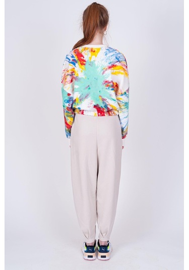 Kız Çocuk Batik Desenli Sweatshirt-13401-yeşil Yeşil