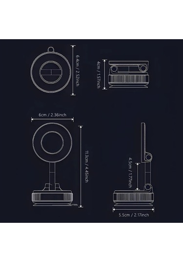 Gateesat Siyah 360 Derece Dönebilen Manyetik Katlanabilir Uzatılabilir Evde Arabada Duşta Telefon Tutucu