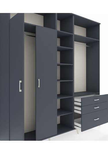 Hyperion Dolap 9 Raflı 3 Çekmeceli 2 Askılı 220x44x243 Antrasit-antrasit/antrasit Antrasıt/antrasıt Hyperion Dolap 9 Raflı 3 Çekmeceli 2 Askılı 220x44x243 Antrasit-antrasit/antrasit Antrasıt/antrasıt