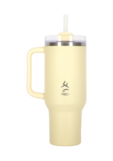 Sip Voyage Krem Paslanmaz Çelik Pipetli Termos Bardak 900ml Krem