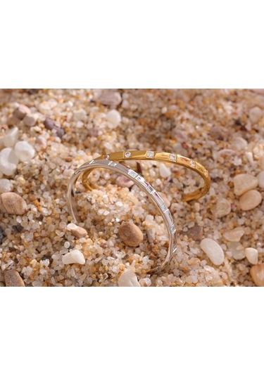 Novahub Gümüş Şık Kübik Zirkonya Paslanmaz Çelik Bileklik 18 K Altın Kaplama Kadınlar İçin Charm Moda Takı Su Geçirmez Yeni Yüksek Kalite Gümüş