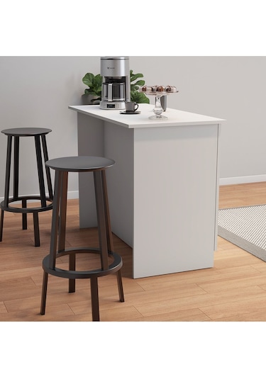 Umg Mobilya Patentli 120lik Benzila Ada Mutfak, Mutfak Adası, Çok Amaçlı Dolap, Mutfak Masası Beyaz