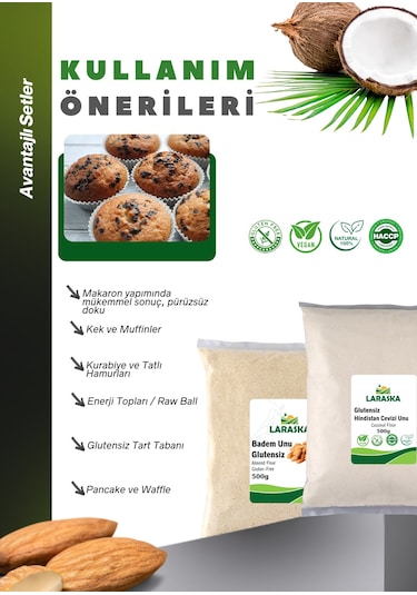 Glutensiz Un Seti Badem Unu 500g Hindistan Cevizi Unu 500g