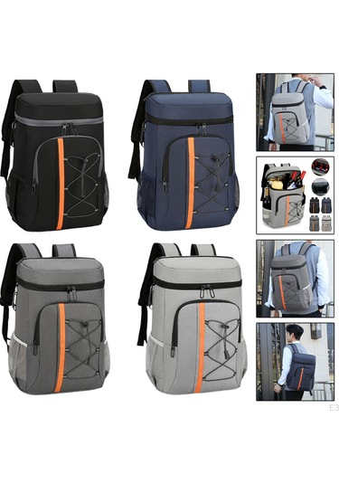 Açık Gri Piknik Plaj Yürüyüş Kamp İçin Soğutucu Sırt Çantası Termal Öğle Yemeği Açık Gri