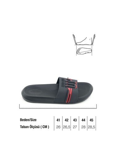 Gezer Erkek Yazlık Pu Islak Zemine Uygun Ev Banyo Bahçe Havuz Terlik Siyah-kırmızı