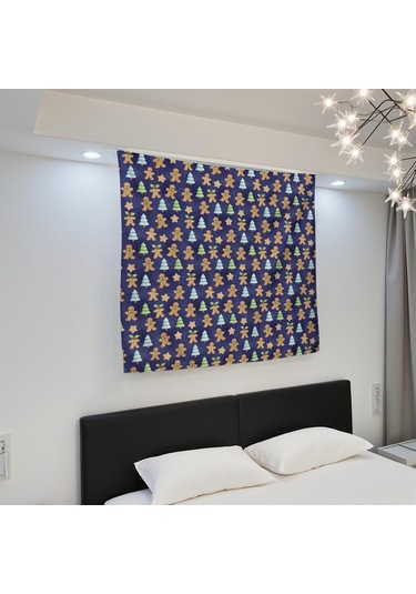 Noel Desenli 50x50 İnç Kare Duvar Halısı, Yumuşak Kumaş, Oturma Ve Yatak Odası Süslemesi İçin