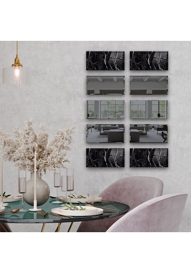 Dekor Camı | Granit Desenli Cam ve Füme Ayna | 10'lu Takım