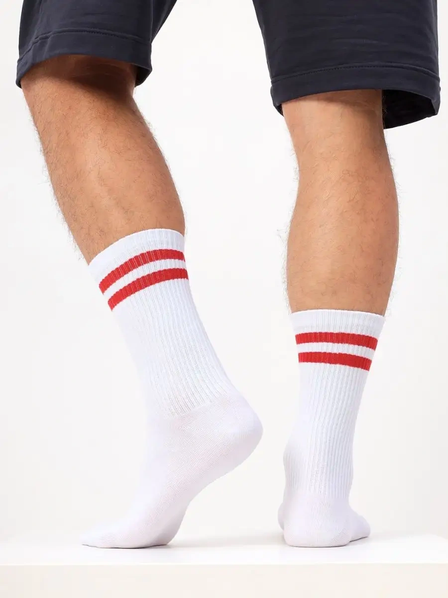 Novomoskovskij Trikotaz Erkek Çorapları 3'lü Set, Yüksek, Düz Renkli, Spor 18317805 Beyaz