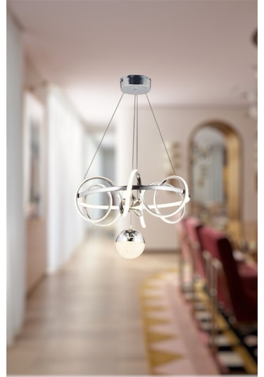 Ey Shop Krom Toplu Çember Model 3 Renk Led Avize Krom