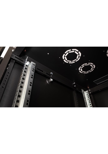 Lande Demonte 42u 600x800 Hyperline Dikili Tip Rack Kabinet Siyah Ön Cam Kapak / Tekerlekli