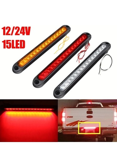 Xuweiwei Kamyon Kamyonet Ve Romorklar Icin 15 Ledli Sarı Evrensel Arka Stop Fren Sinyal Lamba Barı 12v 24v