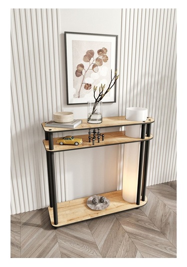 Ravilo Caprio Dresuar Dekoratif Raflı Lambader Meşe