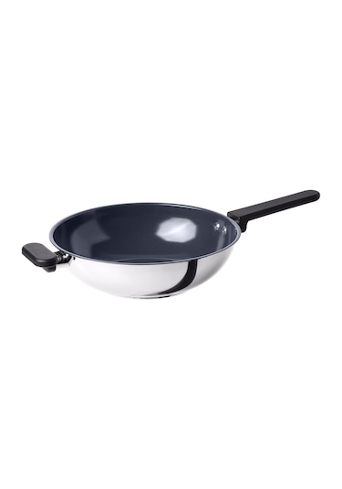 Wok Tava, Yapışmaz Kaplama-paslanmaz Çelik, 28 Cm Açık Bej