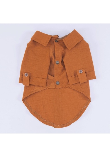 Pawstar Kahverengi Linen Look Kedi Köpek Gömleği