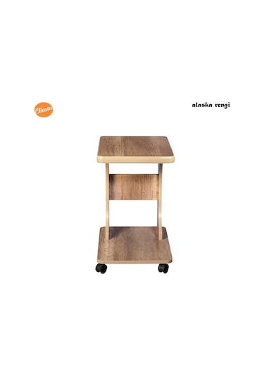 Eliusta_Ticaret Eliusta %100 Mdf Tekerlekli C Yan Sehpa Koltuk Yanı Sehpa -Fırsat