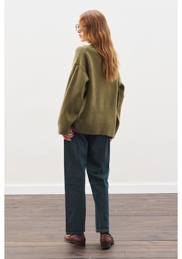 Chunky Oversıze Kazak Koyu Yeşil Koyu Yeşil