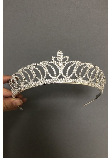 FdayAksesuar Lale Desenli Gümüş Gelin Tacı FRDY31585