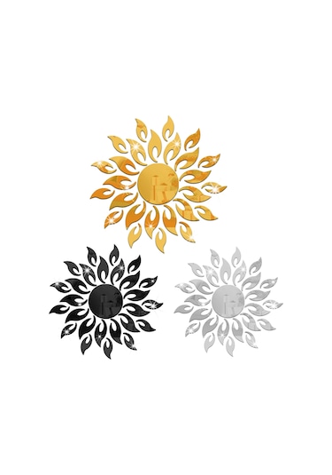 Springsun Gümüş Renkli 13'lü Plastik Ayna Duvar Sticker Seti - Hafif, Kolay Kurulum, Ev Dekorasyonu, Çerçevesiz Ayna贴片 Altın