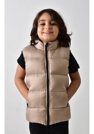 Banada Moda Erkek Çocuk Mat Bej Şişme Yelek Bej