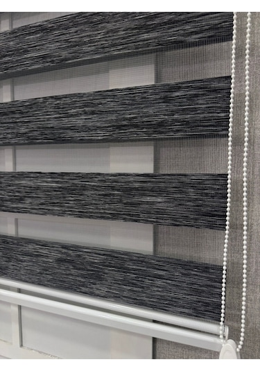 Donatti Bambu Zebra Stor Güneşlik Perde Siyah Gri Kırçıllı Siyah Gri Kırçıllı