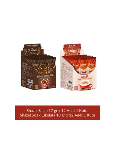 Shazel Salep 17 Gr X 12 Adet + Shazel Sıcak Çikolata 18 Gr X 12 Adet Diğer