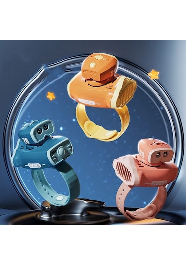 Cbtx Çocuk Uzay Gemisi Karikatürlü Fan Projeksiyon Bladeless Bilek Fanı Turuncu