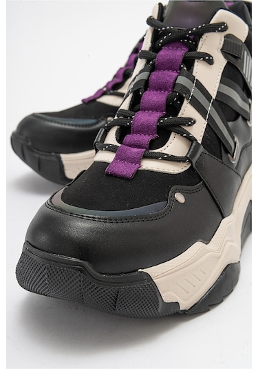 Luvishoes Clara Siyah Mor Kadın Spor Bot Mor - Siyah